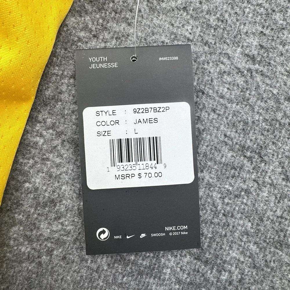 Nike‎ Lakers Jersey Lebron James #23 Youth Large L Los Angeles Swingman Dri-Fit